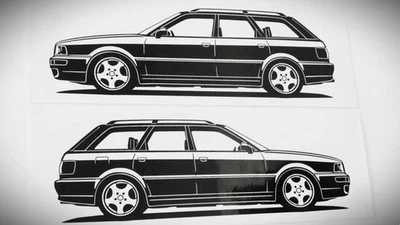 Pegatina Audi RS2 Avant Silhouette Audi 80 RS2 Avant 2x negra nueva - Imagen 1 de 4