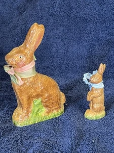 Vintage Volkskunst Kreidegeschirr zwei Häschen Figuren Vintage Sammlerstücke DDK 2001 - Bild 1 von 11