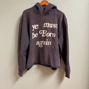 Ye Must Be Born Again Mens Pullover Hoodie Size XL/L Distressed Pocket *flaw - Picture 1 of 8
