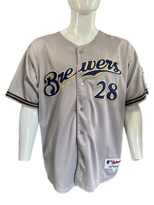 Milwaukee Brewers Jersey #28 Prince Fielder Size 50 Road Gray Majestic Authentic - Picture 1 of 10