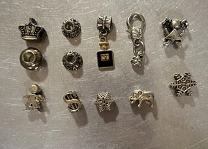 12 Pc Lot Cable Bracelet Silver Tone Charms Beads Only Chanel Snowflake Children - Picture 1 of 10
