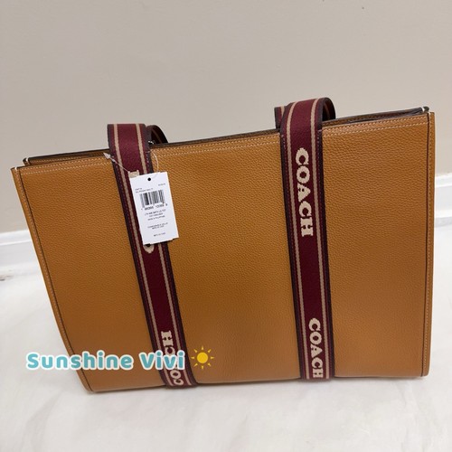 Borsa Coach grande Smith nuova con etichette in pelle di ciottoli CM716 penny multi marrone