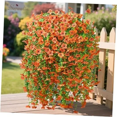 PCS Flores Artificiales de Otoño para Decoración de Exterior, Seda Realista 4 Naranja Foto 1 de 4