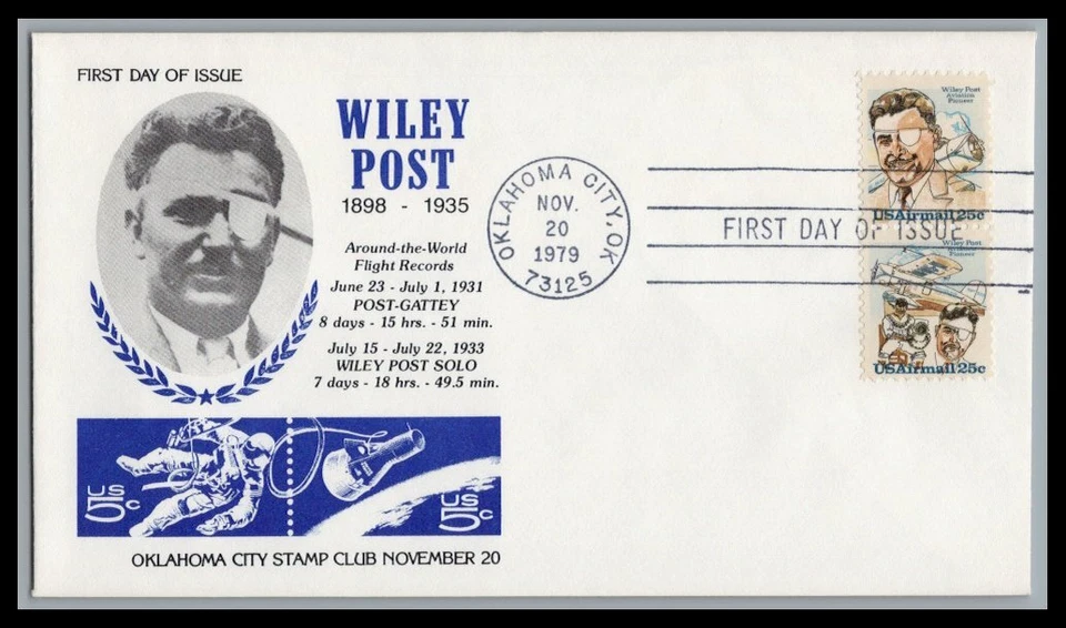 US FDC # C95-96 25c Wiley Post o.c.s.c. pair space twins 1979, 0a372 - Image 1 of 1