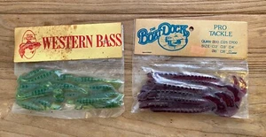 2 Vtg Bags Western Bass Fishing Grubs 15 & The Boat Dock Worms 10 NOS Plastics - Picture 1 of 4