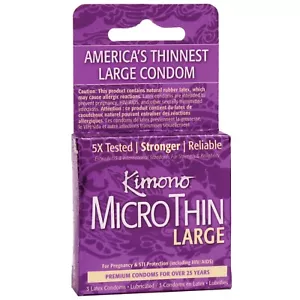 Kimono Micro Thin Large Condom - Box of 3 - Picture 1 of 2