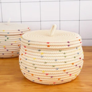 Cesta de almacenamiento cesta de mimbre para sala de estar cesta tejida para juguetes toalla dormitorio - Imagen 1 de 5