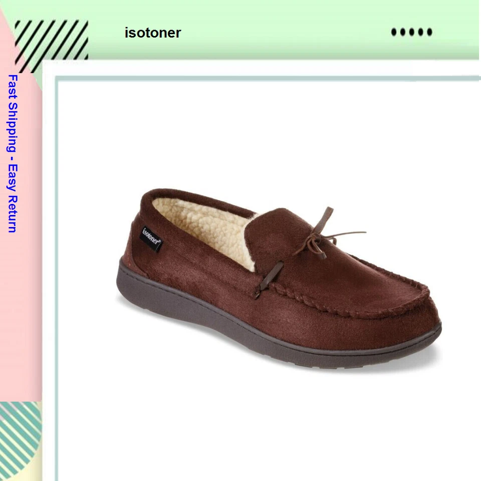Isotoner Signature Men's Memory Foam Microsuede Nigel Moccasin Slippers | M 8-9