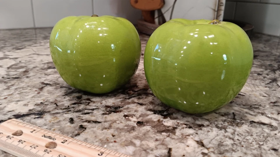 "Lote de 2:3"" Cerámica Esmaltada Verde Brillante Manzana 3D Decoración del Hogar" Foto 1 de 4