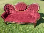 1900s Stunning Antique Victorian Red velvet Tufted Couch Sofa Settee Love Seat 
