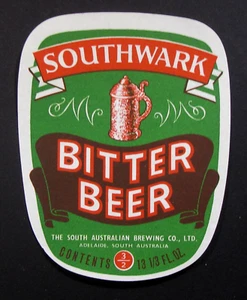 South Australian Brewing SOUTHWARK BITTER BEER beer label AUSTRALIA 13-1/3oz - Picture 1 of 1