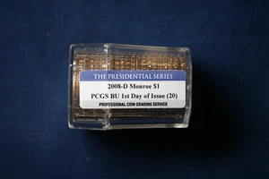 2008-D PRESIDENTIAL DOLLARS JAMES MONROE ROLL OF 20 COINS BU PCGS 1ST DAY - Picture 1 of 4