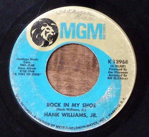 HANK WILLILAMS, JR. ROCK IN MY SHOE/ITS ALL OVER BUT THE CRYING VINYL 45 53-143 - Picture 1 of 3