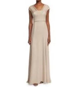 NWT KAY UNGER Mother Of Bride/Groom Crepe Satin A-line Gown Silver Lace Inserts - Picture 1 of 7