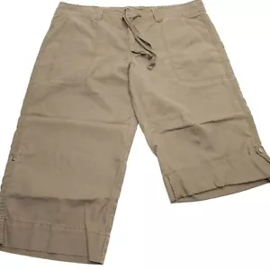 Calvin Klein Cropped Hose Größe 14 Damen Braun Roll Up Bein Braun Leinenmischung - Bild 1 von 11