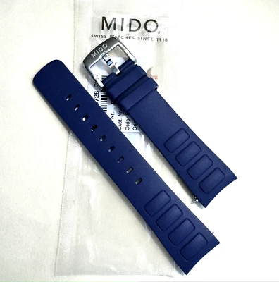 Original MIDO Multifort TV For CASE-BACK # M049526A BLUE Rubber Watch Band Strap - Image 1 of 3