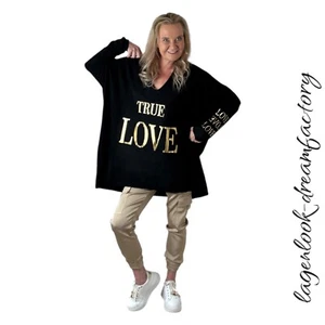 Lagenlook -line Kuschel-Strick-Long-Pulli True Love Black 42 44 46 48 50 52 54 - Bild 1 von 7