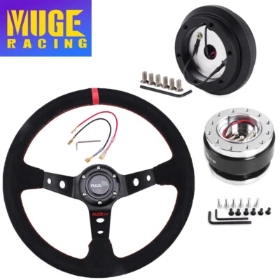 14" Steering Wheel+Quick Release+Adapter 190H For Civic CRX 86-91 Integra 90-93 Foto 1 de 4