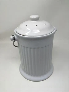 Norpro Ceramic Compost Crock & Lid - White 4 Qt. Earthenware Bin - Picture 1 of 7