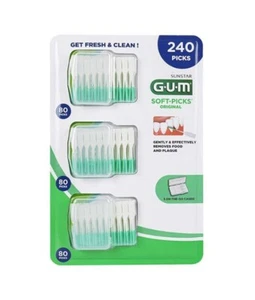 Sunstar GUM Soft-Picks Original 80ct x 3pk 240 Plektren inkl. 3 Hüllen für unterwegs - Bild 1 von 6