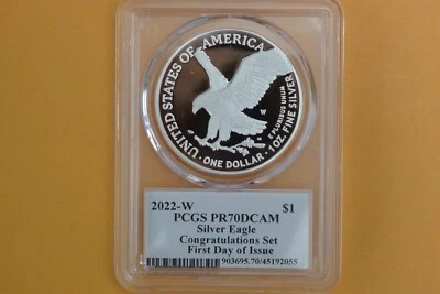 2022 W PROOF SILVER EAGLE CONGRATULATIONS SET PCGS PR70 DCAM FDI Paul Balan - Image 1 of 4