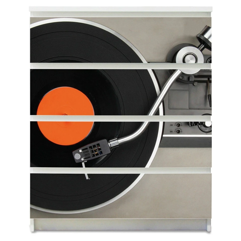 banjado Möbelaufkleber Selbstklebende Möbelfolie für IKEA Malm Plattenspieler - Bild 1 von 1
