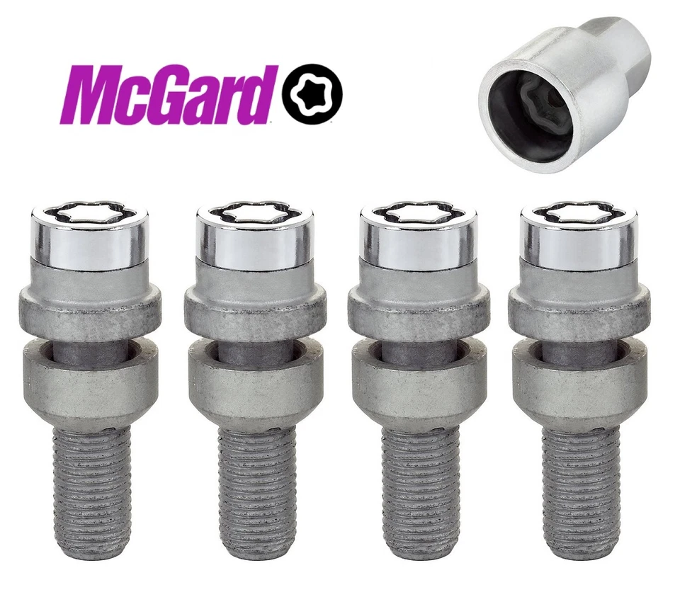 Juego de bloqueo de pernos de tuerca de rueda (4 cerraduras/1 llave) para Audi Porsche M14 x 1,5 rosca cromada Foto 1 de 4