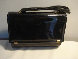 Vintage Cara Black Patent Leather Handbag U.S.A. - Picture 1 of 6