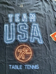 Team USA Women's Neon Table Tennis T-Shirt - Navy Olympics Ping Pong - Picture 1 of 2