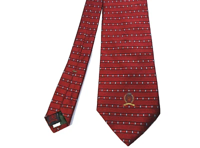 Tommy Hilfiger Red Silk Stripe Necktie w/Lion Crest Logo Tie 57" X 3.5" Tie USA Foto 1 de 4
