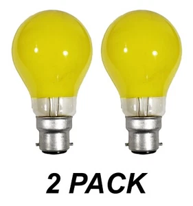 2 x YELLOW Coloured Bayonet Party Festoon Light Globes 40W B22 Bulbs Lamps - Picture 1 of 4