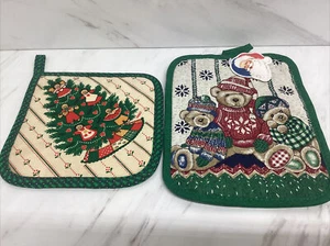 Christmas Country Pot Holder Vintage Teddy Bears Christmas Tree Collectible *H - Picture 1 of 6