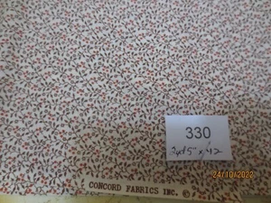2 yds 5" x 42" Vintage Concord Brown Red Tan Floral Vines Calico cotton fabric - Picture 1 of 4