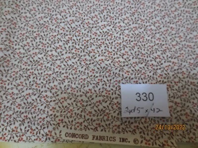 2 yds 5" x 42"  Vintage Concord Brown Red  Tan Floral Vines Calico cotton fabric - Image 1 of 4