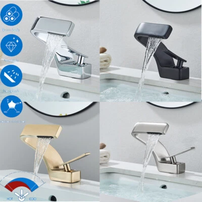 Waschtisch Armatur Mischbatterie Wasserfall Einhebel Wasserhahn Bad Waschbecken - Bild 1 von 4