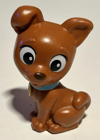 Barbie Doll Pets Brown Puppy Dog Sitting With Blue Collar Figure Toys Kids Cover