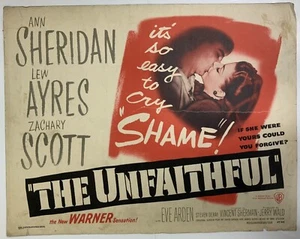 The Unfaithful 1947 Original Movie Poster Ann Sheridan YeOldePosterCom - Picture 1 of 12