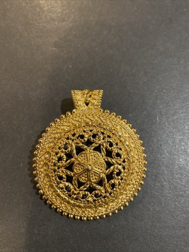 Ciondolo vintage Christian Dior tono oro rotondo