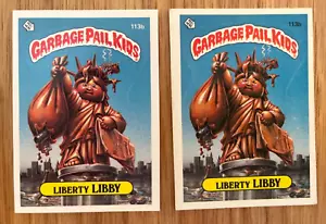 2 carte Garbage Pail Kids 1986: 113b Liberty Libby (due dorsi diversi) - Foto 1 di 2