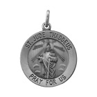 Sterling Silver Round Saint St. Jude Thaddeus Medal Necklace Charm Pendant