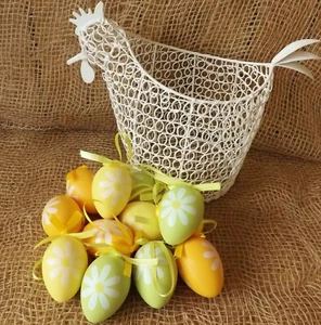 Pastel Green Yellow Orange Flowers Plastic Easter Eggs Decoration Hunt Bonnet - Picture 1 of 4