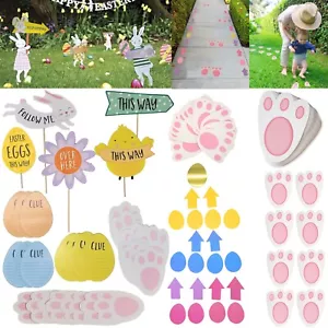 🐣Easter Egg Hunt Party Game Decor Trail Arrow Signs Bunny Feet Rabbit Footprint - Picture 1 of 113