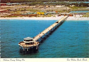 FL Fort Walton Beach Okaloosa Cty 1973 muelle de pesca aéreo como nuevo postal 4x6 C34 - Imagen 1 de 2