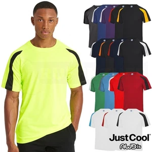 Mens Quick Dry Contrast Cool T-Shirt Polyester Sports Running Gym Top Tee AWDis - Picture 1 of 34