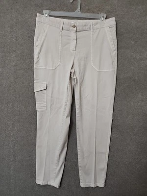 Pantalones cargo J Jill para mujer 12 bolsillos marfil con solapa elásticos Foto 1 de 4