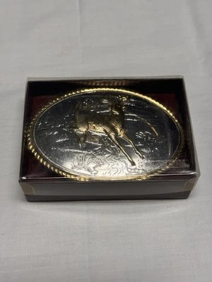 Fivela de cinto vintage Heritage Collection veado fivela folheada a ouro S.S  - Imagem 1 de 4