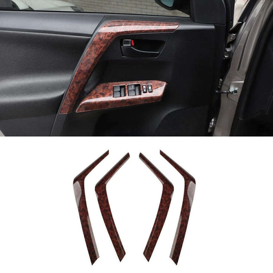 Отделочная полоска для подлокотника двери салона автомобиля для Toyota RAV4 2013-2018 годов выпуска из древесины - Изображение 1 из 4