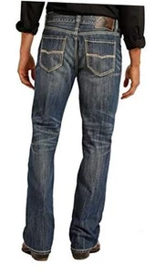 Relaxed Fit Straight Bootcut Jeans #M0S8553 32W x 34L Dark Wash - Picture 1 of 7
