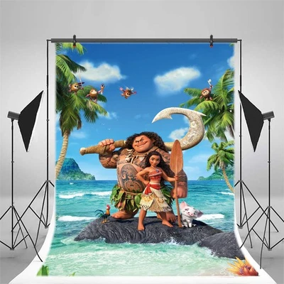 Moana Backdrop Girls Princess Birthday Party Hawaii Photo Background Banner - Image 1 of 4