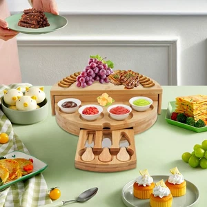 Käsebrett Mit Käsemesser Sets Drehbare Käsebrett Servierteller Für Käse Kits - Bild 1 von 20
